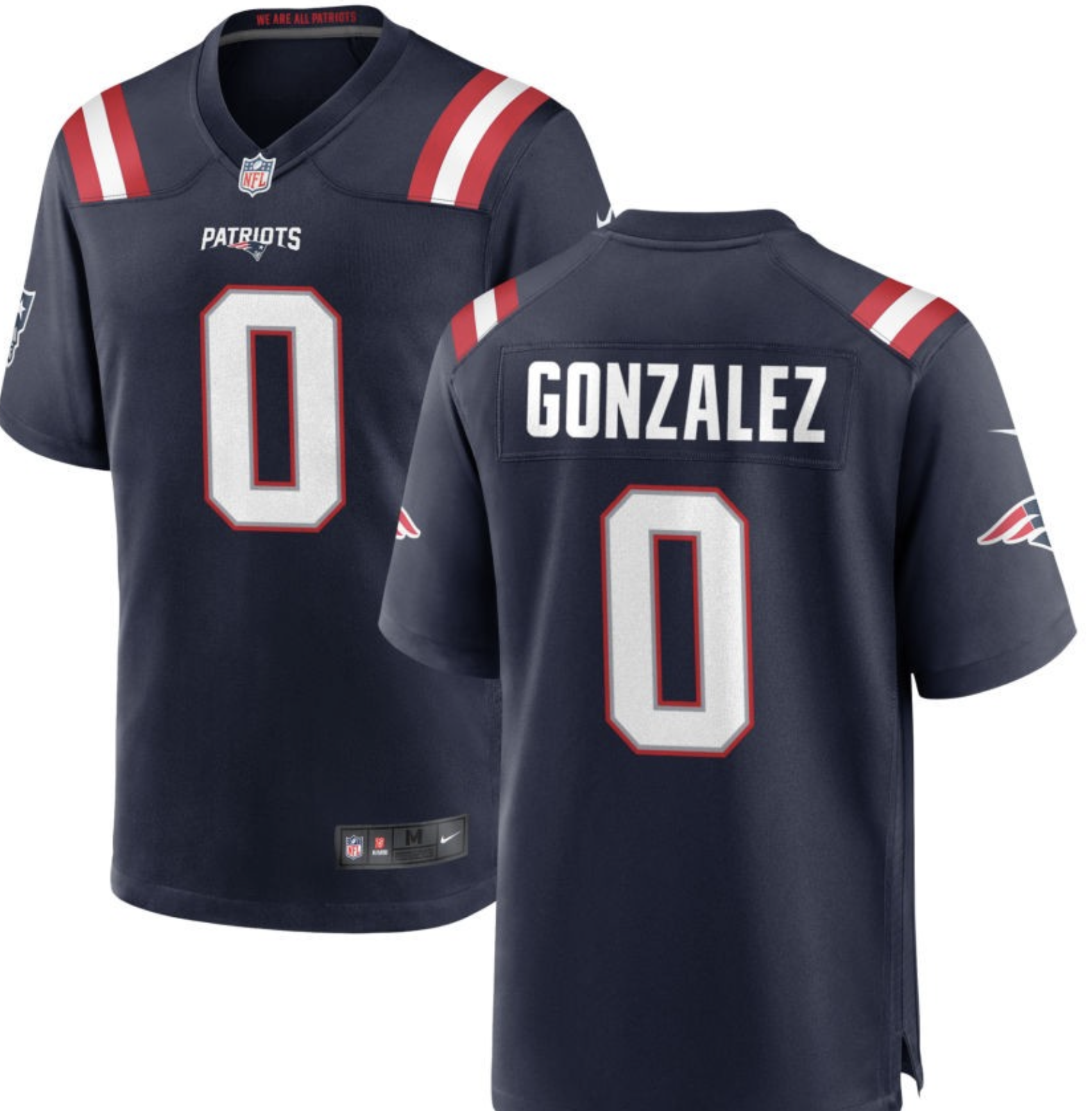 Men New England Patriots #0 Gonzalez Nike Navy Home Game Player NFL Jersey